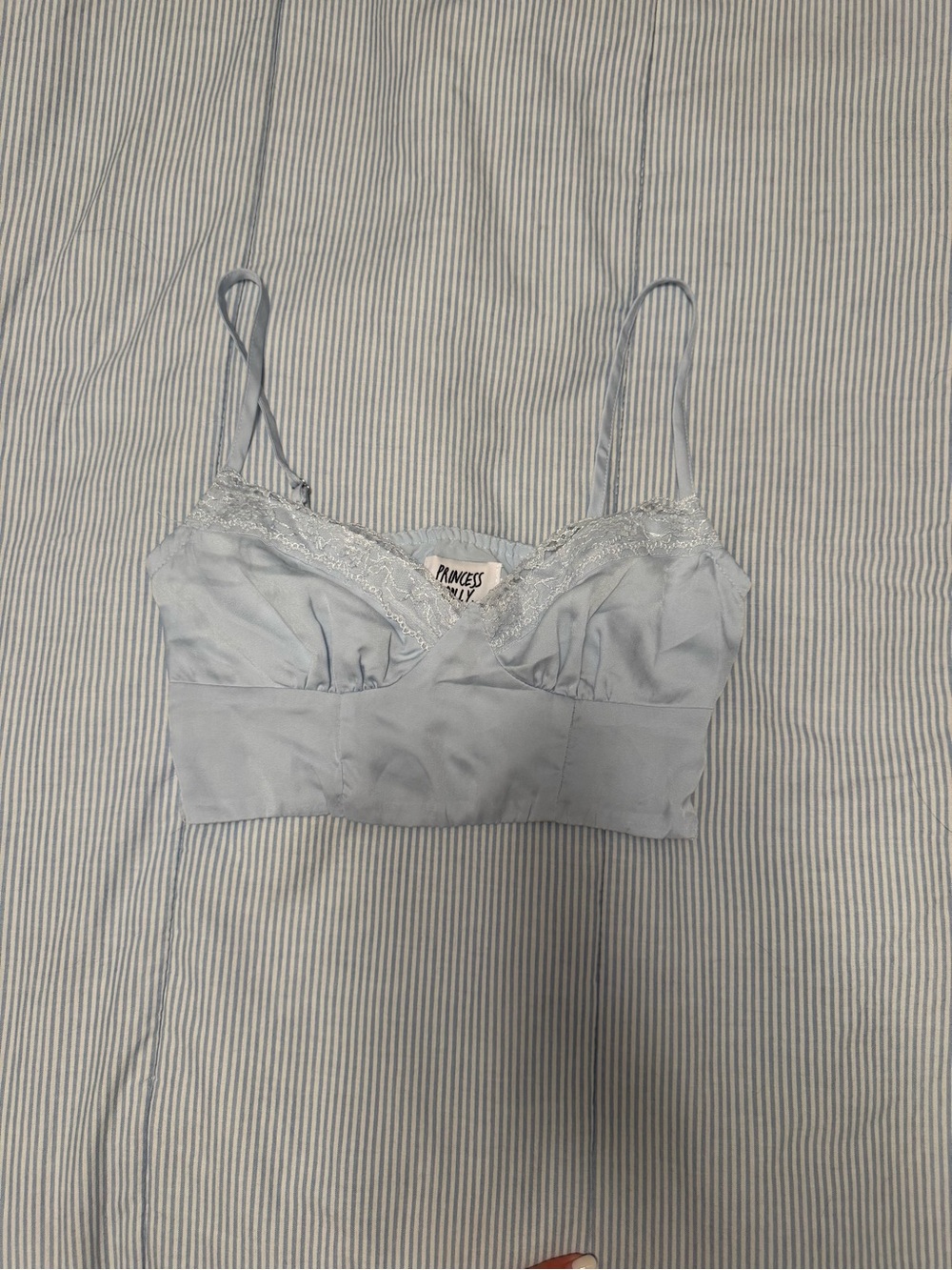 Princess Polly Pale Blue Lace-Trim Camisole Bralette
